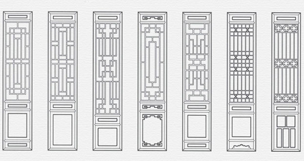 三亚常用中式仿古花窗图案隔断设计图