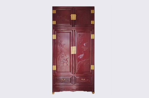 三亚高端中式家居装修深红色纯实木衣柜