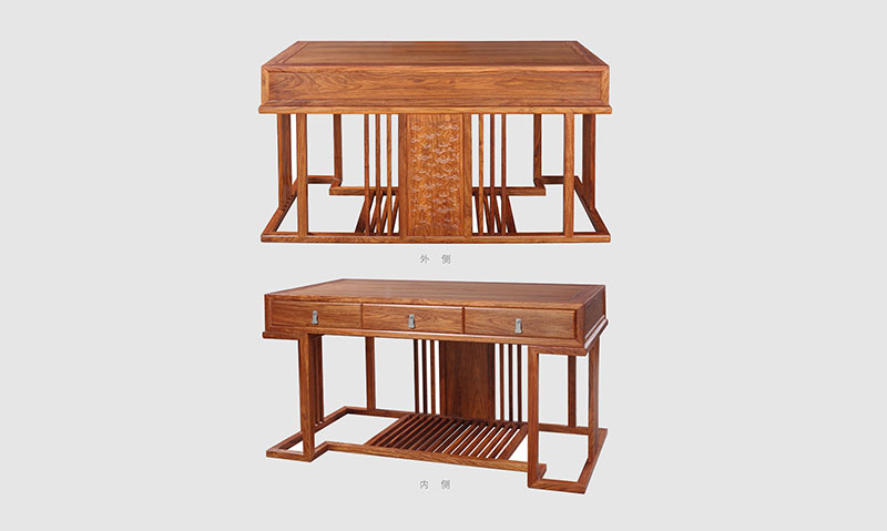 三亚 别墅中式家居书房装修实木书桌效果图